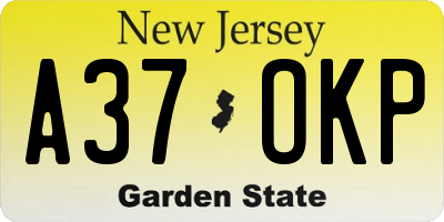 NJ license plate A37OKP
