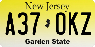 NJ license plate A37OKZ