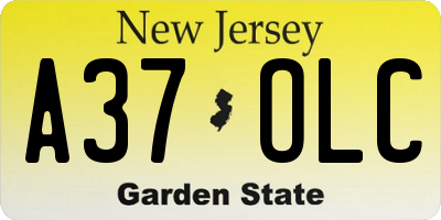 NJ license plate A37OLC
