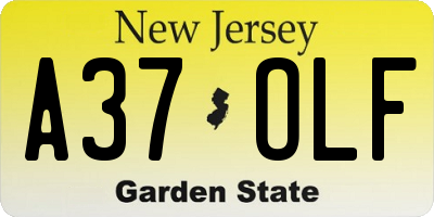 NJ license plate A37OLF