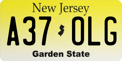 NJ license plate A37OLG