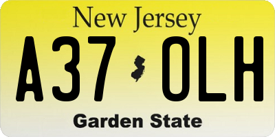 NJ license plate A37OLH