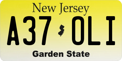 NJ license plate A37OLI