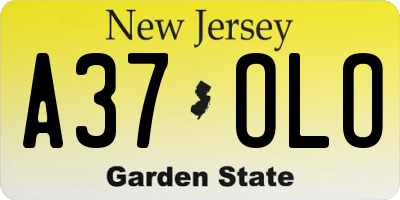 NJ license plate A37OLO
