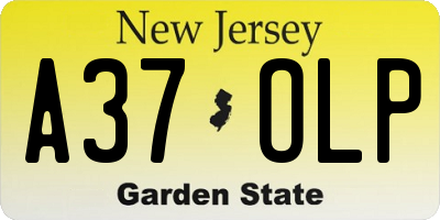 NJ license plate A37OLP