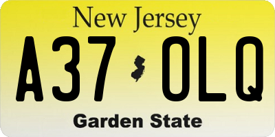 NJ license plate A37OLQ