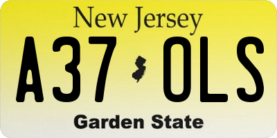 NJ license plate A37OLS