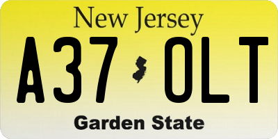 NJ license plate A37OLT