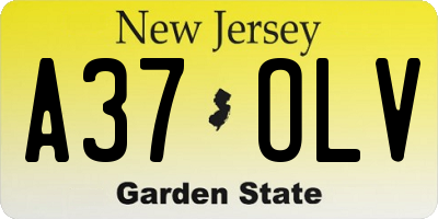 NJ license plate A37OLV