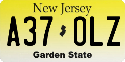 NJ license plate A37OLZ