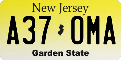 NJ license plate A37OMA