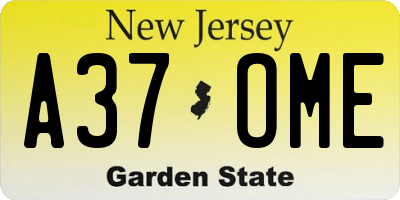 NJ license plate A37OME