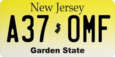 NJ license plate A37OMF