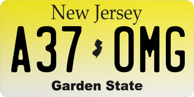 NJ license plate A37OMG