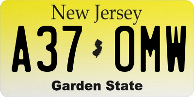 NJ license plate A37OMW