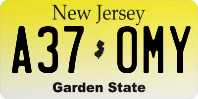 NJ license plate A37OMY