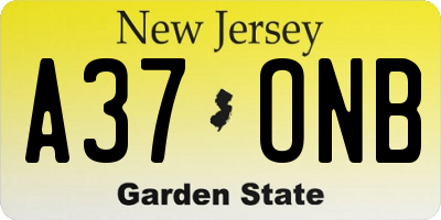 NJ license plate A37ONB