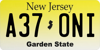 NJ license plate A37ONI
