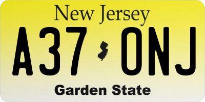 NJ license plate A37ONJ