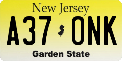 NJ license plate A37ONK