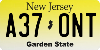 NJ license plate A37ONT