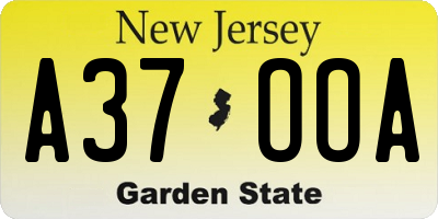 NJ license plate A37OOA