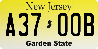 NJ license plate A37OOB
