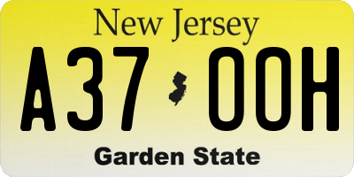 NJ license plate A37OOH