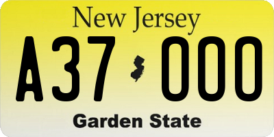 NJ license plate A37OOO