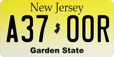 NJ license plate A37OOR