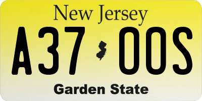 NJ license plate A37OOS