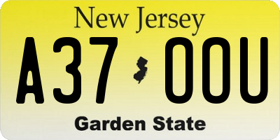 NJ license plate A37OOU