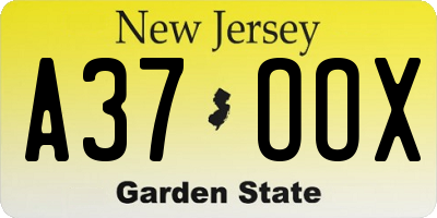 NJ license plate A37OOX
