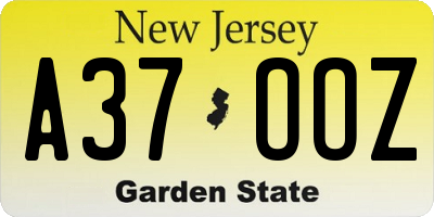 NJ license plate A37OOZ