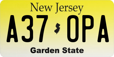 NJ license plate A37OPA