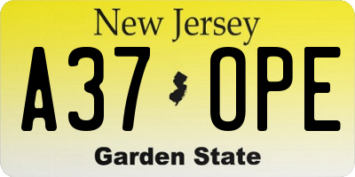 NJ license plate A37OPE