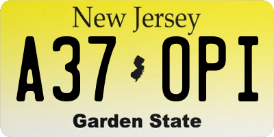 NJ license plate A37OPI