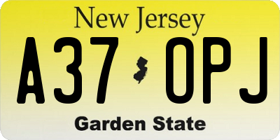 NJ license plate A37OPJ
