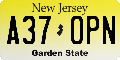 NJ license plate A37OPN
