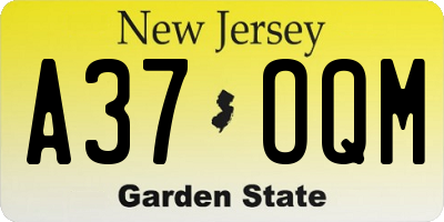 NJ license plate A37OQM