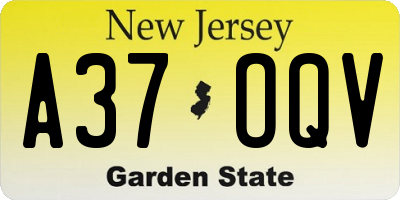 NJ license plate A37OQV
