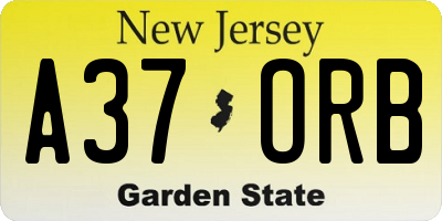 NJ license plate A37ORB