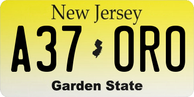 NJ license plate A37ORO