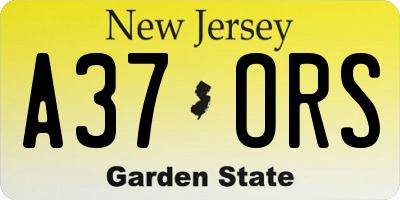 NJ license plate A37ORS