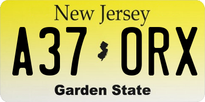 NJ license plate A37ORX