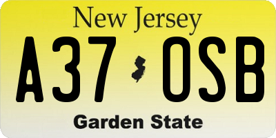 NJ license plate A37OSB