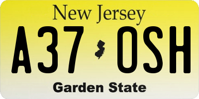 NJ license plate A37OSH