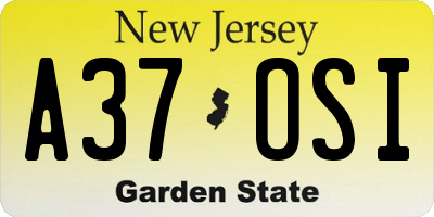 NJ license plate A37OSI