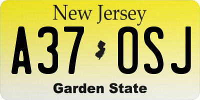 NJ license plate A37OSJ