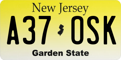 NJ license plate A37OSK